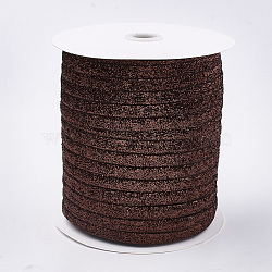 Glitter Sparkle Ribbon, Polyester & Nylon Ribbon, Saddle Brown, 3/8 inch(9.5~10mm), about 200yards/roll(182.88m/roll).(SRIB-T002-01A-14)