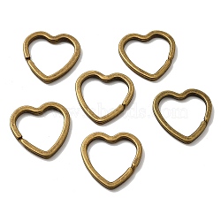 Iron Split Key Rings, Keychain Clasp Findings, Heart, Antique Bronze, 31x31x3mm(PALLOY-Q263-AB)