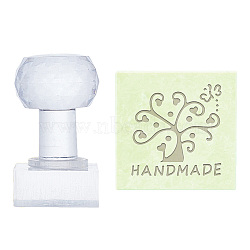 Clear Acrylic Soap Stamps, DIY Soap Molds Supplies, Square, Tree of Life Pattern, 60x38x38mm, pattern: 35x35mm(DIY-WH0445-007)