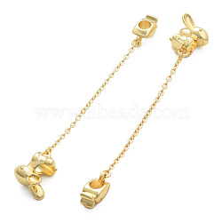 Brass Beads, with Chain, Nickel Free, Rabbit with Carrot, Real 14K Gold Plated, 77mm(KK-N259-02)