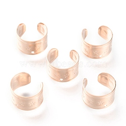 304 Stainless Steel Ear Cuff Findings, with Hole and Star Pattern, Rose Gold, 11x7mm, Hole: 1mm(STAS-H151-12RG)