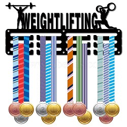 Fashion Iron Medal Hanger Holder Display Wall Rack, 3-Line, with Screws, Weightlifting, Sports, 130x290mm(ODIS-WH0037-121)