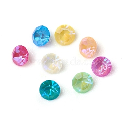 Glass Rhinestone Cabochons, Mocha Fluorescent Style,  Pointed Back, Faceted, Diamond, Mixed Color, 2x1.5mm(RGLA-L024-K02-MI)