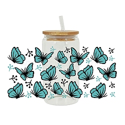 Butterfly Transfer Film, Hot Heat Vinyl Thermal Transfer Stickers for Cup, Turquoise, 110x230mm(PW-WG14E74-06)