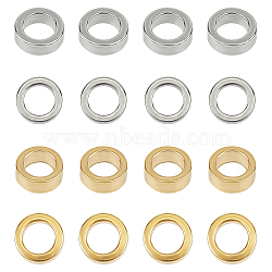 304 Stainless Steel Beads, Flat Round, Golden & Stainless Steel Color, 6x2mm, Hole: 4mm, 60pcs/box(STAS-UN0005-46)