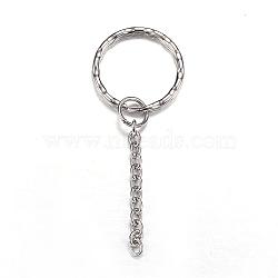 304 Stainless Steel Split Key Rings, Keychain Clasp Findings, Stainless Steel Color, 67mm(STAS-G085-14)