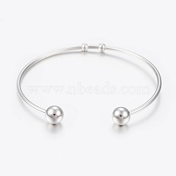 Tarnish Resistant 304 Stainless Steel Cuff Bangles, Stainless Steel Color, 50x60mm(2 inchx2-3/8 inch)(BJEW-K187-02P)