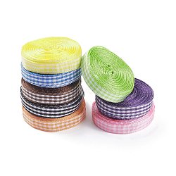 Polyester Ribbon, Tartan Ribbon, Mixed Color, 3/8 inch(11mm)(OCOR-XCP0001-37)
