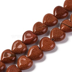 Synthetic Goldstone Beads Strands, Heart, 11.5~12x11.5~12x5~5.5mm, Hole: 1mm, about 33pcs/strand, 15.16''(38.5cm)(G-I372-A20-01)