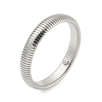 304 Stainless Steel Flat Snake Chain Bracelet, Stretch Bracelet, Stainless Steel Color, Inner Diameter: 2-1/2 inch(6.3cm), Wide: 12mm