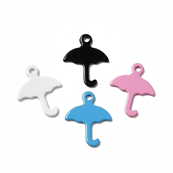 Spray Painted 201 Stainless Steel Charms, Umbrella Charm, Mixed Color, 14x11x0.5mm, Hole: 1.2mm