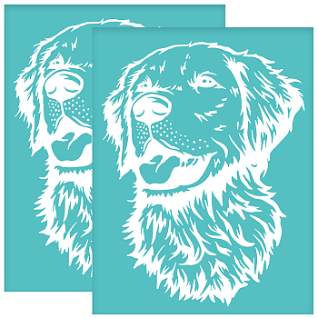 Self-Adhesive Silk Screen Printing Stencil, for Painting on Wood, DIY Decoration T-Shirt Fabric, Turquoise, Dog Pattern, 280x220mm