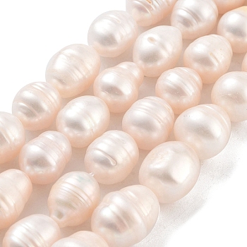 Natural Cultured Freshwater Pearl Beads Strands, Rice, Grade A, Floral White, 11~12mm, Hole: 0.6mm, about 15~16pcs/strand, 7.09''(18cm)