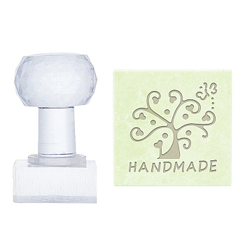 Clear Acrylic Soap Stamps, DIY Soap Molds Supplies, Square, Tree of Life Pattern, 60x38x38mm, pattern: 35x35mm