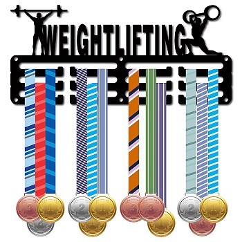 Fashion Iron Medal Hanger Holder Display Wall Rack, 3-Line, with Screws, Weightlifting, Sports, 130x290mm