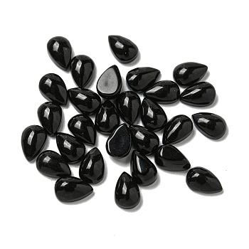 Natural Black Stone Cabochons, Teardrop, 6x4x2.5mm