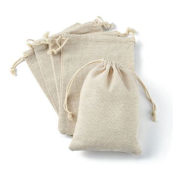 Cotton Packing Pouches Drawstring Bags, Wheat, 17x12cm