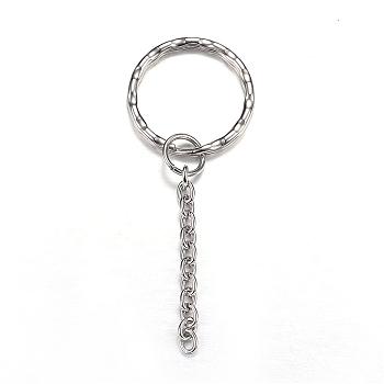 304 Stainless Steel Split Key Rings, Keychain Clasp Findings, Stainless Steel Color, 67mm