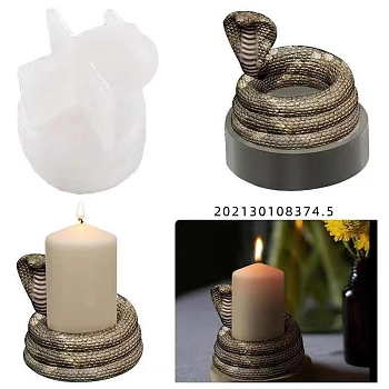 Snake Silicone Candle Holder Molds, Resin Casting Molds, for UV Resin, Epoxy Resin Craft Making, White, 74x74x65mm