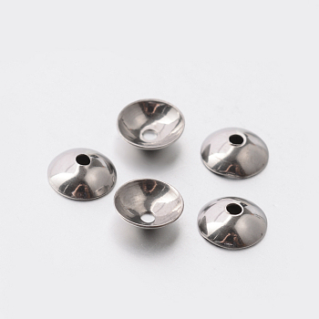 Apetalous 201 Stainless Steel Bead Caps, Stainless Steel Color, 6x2mm, Hole: 0.8mm