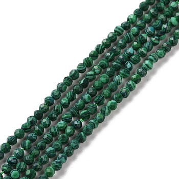 Synthetic Malachite Beads Strands, Faceted, Round, 2mm, Hole: 0.6mm, about 185~187pcs/strand, 15.35~15.55 inch(39~39.5cm)