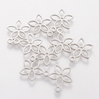 DanLingJewelry 304 Stainless Steel Charms, Flower, Stainless Steel Color, 13x11x1mm, Hole: 1.5mm