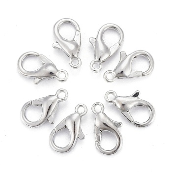 Zinc Alloy Lobster Claw Clasps, Parrot Trigger Clasps, Cadmium Free & Nickel Free & Lead Free, Platinum, 10x6mm, Hole: 1mm