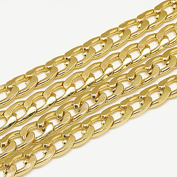 Unwelded Aluminum Curb Chains, Gold, 10.8x7.2x2mm