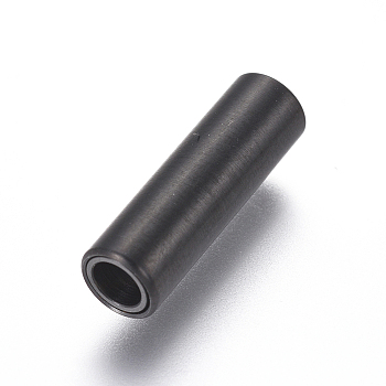 304 Stainless Steel Magnetic Clasps with Glue-in Ends, Frosted, Column, Gunmetal, 16x5mm, Hole: 3mm