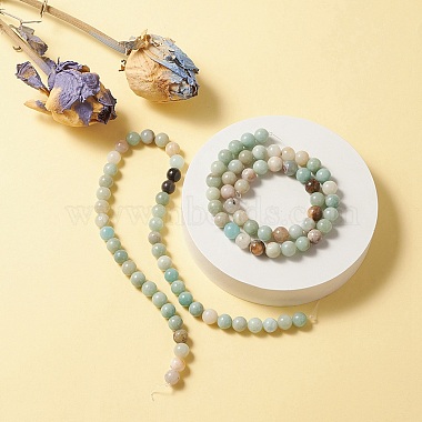 Natural Flower Amazonite Beads Strands(G-YW0001-25)-6