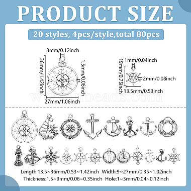 80Pcs 20 Style Tibetan Style Alloy Pendants(TIBEP-FG0001-12)-2