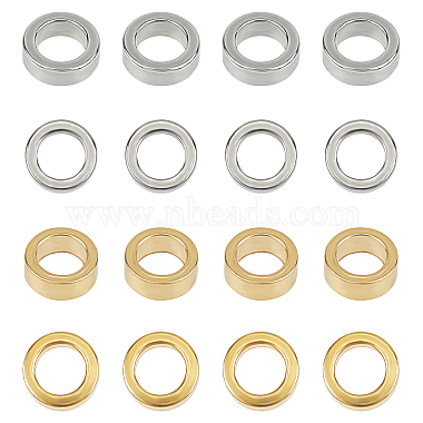 Golden & Stainless Steel Color Flat Round 304 Stainless Steel Beads