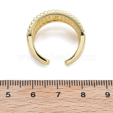 Rack Plating Brass Micro Pave Clear Cubic Zirconia Cuff Finger Rings for Women(RJEW-M028-34G)-3