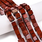 Natural Red Jasper Beads Strands, Cube, 8~9.5x8~9.5x8~9.5mm, Hole: 1.2mm, about 47~49pcs/strand, 15.35~15.79''(39~40.1cm)(G-T139-8x8-12A)