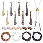 DIY Poirot Tie Accessories Kits, with Braided Cowhide Leather Cord and Iron Finding, Mixed Color, 18x7x5mm, Hole: 3mm(DIY-NB0013-38)