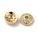 Brass Micro Pave Cubic Zirconia Bead Cone, Apetalous, Real 18K Gold Plated, Cadmium Free & Nickel Free & Lead Free, 6.5x2.5mm, Hole: 1.6mm(KK-E068-VF847-2)