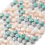 Electroplated Glass Beads Strands, Octagon, Faceted, Turquoise, 7.5x8x4mm, Hole: 1.3mm, about 56pcs/strand, 16.57''(42.1cm)(EGLA-A048-01A-05)