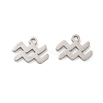 304 Stainless Steel Constellation Pendants, Aquarius Charm, 8x11x1mm, Hole: 1.2mm(STAS-H260-01P-07)