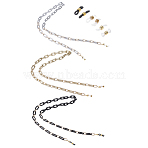 3Pcs 3 Colors Eyeglasses Chains, Neck Strap for Eyeglasses, with Spray Painted CCB Plastic & Aluminum Cable Chains, 304 Stainless Steel Lobster Claw Clasps and Rubber Loop Ends, Mixed Color, 79~80cm, 1pc/color(AJEW-DJ0003-79)
