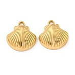 Ion Plating(IP) 304 Stainless Steel Pendants, Shell Shape Charms, Real 18K Gold Plated, 16x15x5mm, Hole: 2mm(STAS-I307-503G)