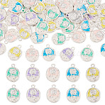 50Pcs 5 Colors Alloy Pendants, Flower Charms, with Enamel, Platinum, 16.5x12x2mm, Hole: 1.4mm, 10pcs/color(ENAM-TA0003-93P)