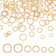 AHADERMAKER 120Pcs 3 Styles Brass Open Jump Rings, Nickel Free, Textured, Round Ring, Real 18K Gold Plated, 5~8x1mm, 18 Gauge, Inner Diameter: 3~6mm, 40pcs/style(KK-GA0001-32)