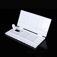 Folding Plastic Watercolor Palette Box, Rectangle, White, 13.5x26x2.1cm(AJEW-WH0258-143)