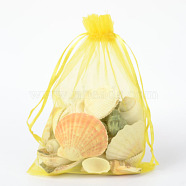 Organza Bags, with Ribbons, Yellow, 18x13cm(X-OP-R016-13x18cm-16)