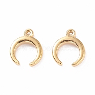 304 Stainless Steel Charms, Double Horn/Crescent Moon, Golden, 9x8x2mm, Hole: 0.7mm(STAS-B024-27G)
