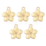 Alloy Pendants, with Enamel, Flower Charm, Golden, Lemon Chiffon, 17x14.5x2mm, Hole: 1.7mm(ENAM-YW0002-60)