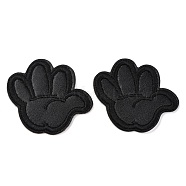 Computerized Embroidery Imitation Leather Self Adhesive Patches, Stick On Patch, Costume Accessories, Appliques, Palm, Black, 46x50x1.5mm(DIY-G031-01E)