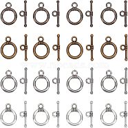 SUPERFINDINGS 120 Sets 4 Colors CCB Plastic Toggle Clasps, Ring, Mixed Color, Ring: 19x15x2mm, Hole: 3mm, Bar: 22x2mm, Hole: 2.5mm, 30 set/color(CCB-FH0001-05)