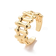 Brass Braided Design Open Cuff Ring for Women, Cadmium Free & Lead Free, Real 18K Gold Plated, US Size 7(17.3mm)(RJEW-P034-04G)