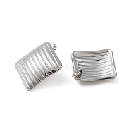 304 Stainless Steel Earrings, Square, Platinum, 29x29mm(EJEW-O004-04P)
